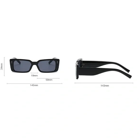 Grey Rectangle Frame Sunglasses - Picture 3 of 4